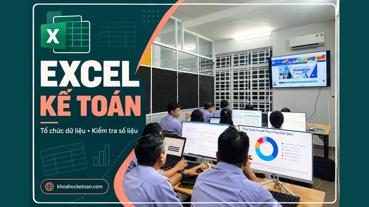 Ảnh thiết kế từ lớp kế toán thực tế do chủ website cung cấp, minh họa Dữ liệu Excel kế toán: 6 điểm cần kiểm tra trước khi viết hàm.