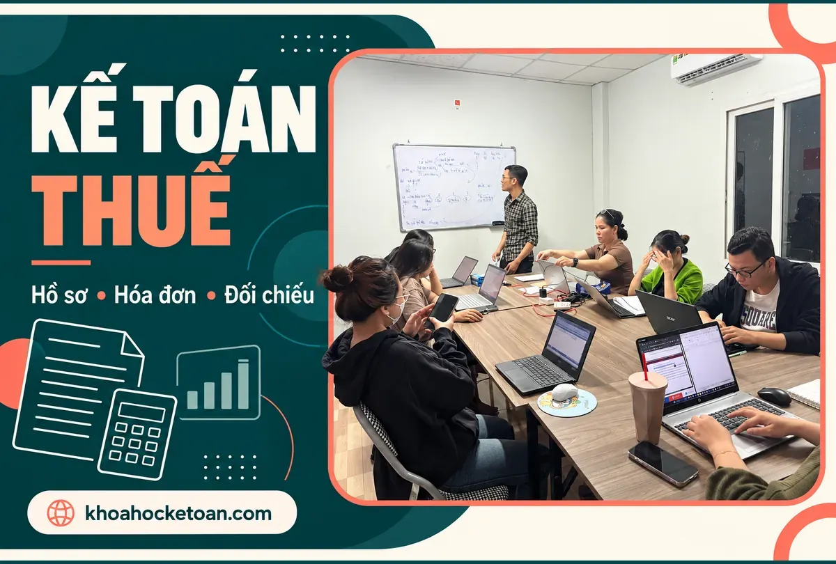 Ảnh thiết kế từ lớp kế toán thực tế do chủ website cung cấp, minh họa Khóa học kế toán thuế thực hành.