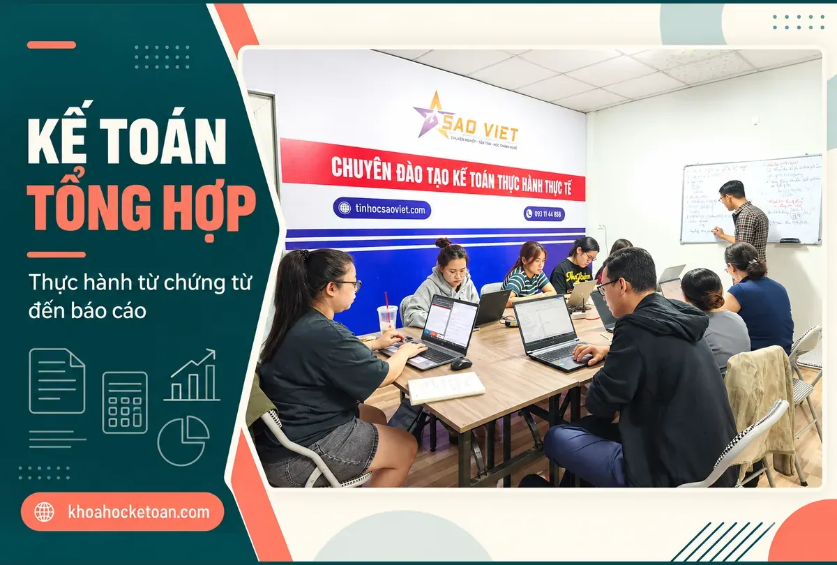 Ảnh thiết kế từ lớp kế toán thực tế do chủ website cung cấp, minh họa Khóa học kế toán tổng hợp thực hành.